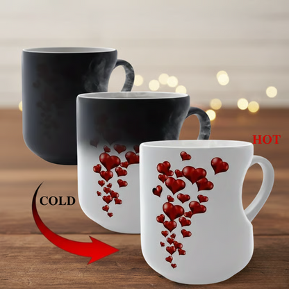 ☕ KÖP 3 FÅ 1 GRATIS! 💝 Färgskiftande Keramikmugg med Hjärtformat Handtag – För Alla Hjärtans Dag, Värmekänslig Design & Perfekt Romantisk Present ✨