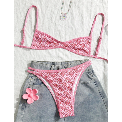 👙 50% RABATT! 🏝️ Boho Tile Print Backless Bikini – Halsband, Justerbara Band & Snabbtorkande Tyg för Strand & Pool ✨