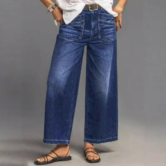 👖 60% RABATT! ✨ Damjeans med Hög Midja och Vida Ben – Figursydd, Längre Ben & Superbekväm 💙