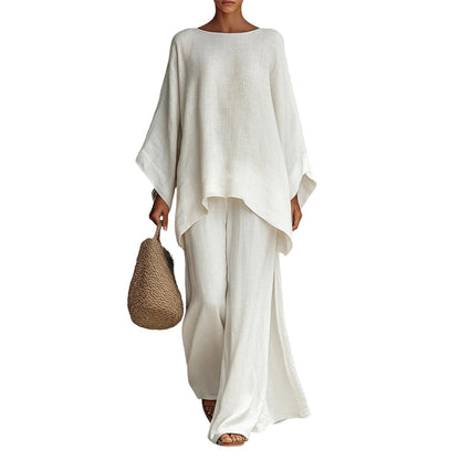 👚 60% RABATT! 👖 Löst Sittande Långärmad Topp & Vida Byxor Set – Bekväm passform, Mjukt material & Avslappnad stil ✨