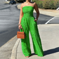 👗 60% RABATT! 🔥 Axelbandslös Krinklad Jumpsuit med Vida Ben – Elegant, Bekväm & Perfekt För En Trendig Sommarlook 💃