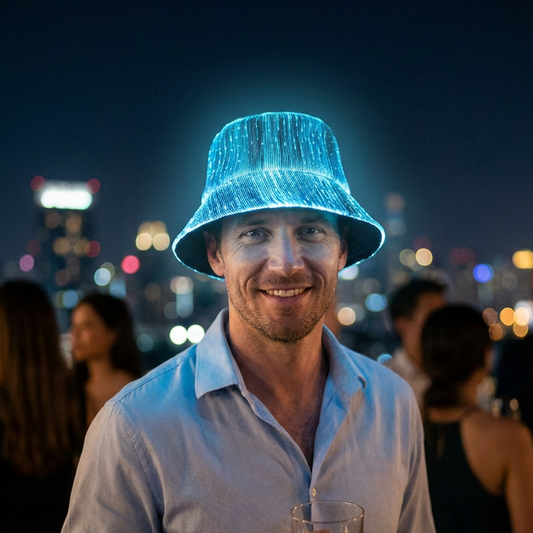 🧢 60% RABATT! ✨ Lysande Fiberoptisk Fiskarhatt – USB-driven, Flera Ljuslägen & Perfekt för Fester 🌈