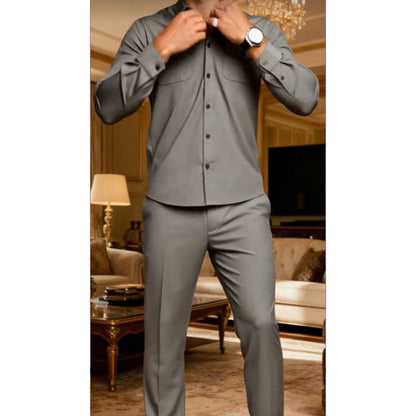 👔 60% RABATT! 🔥 Männs Tvådelad Solid Färg Walking Suit Set – Munkjacka & Joggerbyxor, Avslappnad Passform 👖
