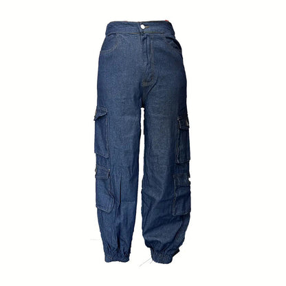 👖 60% RABATT! ✨ Högmidjade stretchiga joggingbyxor i denim – Smidig denim, Höftformande & Avslappnad passform 💙