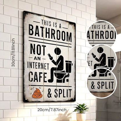 🚽 50% RABATT! 🧻 Vintage Plåtskylt – "Detta Är Ett Badrum, Inte Ett Internetcafé" & "Split" Skylt, Rolig Väggdekoration för Badrum & Toalett 🏠