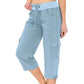👖 60% RABATT! 🌿 Enfärgade Cargo-byxor med Hög Midja & Dragsko 3/4-längd för Kvinnor – Bekväm, Stilren & Praktiska Fickor 🌸