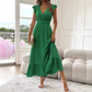 👗 60% RABATT NU! 💃 V-ringad Maxi-klänning med Volanger & Midjedefinition – Smickrande Passform, Elegant Design & Perfekt för Alla Tillfällen 🌸