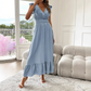 👗 60% RABATT NU! 💃 V-ringad Maxi-klänning med Volanger & Midjedefinition – Smickrande Passform, Elegant Design & Perfekt för Alla Tillfällen 🌸