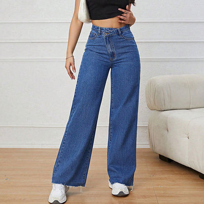 👖 60% RABATT! 🌿 Högmidjade Vida Jeans – Andningsbart Bomullstyg för Absolut Komfort & Trendig Look ✨