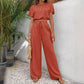 👚 50% RABATT! 👖 Tvådelat set för damer – kortärmad topp & raka byxor med vid ben – Lätt, ledig & perfekt för vardag, resor eller sommarkvällar – elegant men ändå avslappnad ✨