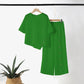 👚 50% RABATT! 🌸 Tvådelade Set för Kvinnor – Topp med Oregelbunden Fåll & Vida Byxor, Trendig Look & Perfekt För Varma Dagar 💃