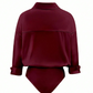 👚 50% RABATT! ✨ Damskjorta med Långärm & Krage – Bodysuit med Integrerad Design, Figursydd & Mångsidig Stil 🌸