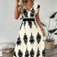 👗 50% RABATT! 🌸 Maxiklänning med V-ringning och barockmönster för kvinnor – Elegant, ledig & perfekt för sommarfester, bröllop eller romantiska utekvällar ✨