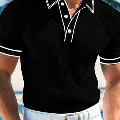 👕 50% RABATT! ☀️ Somrig Casual Kortärmad Pikétröja – Andningsbar Bomull, Modern Passform & Perfekt För Avslappnade Sommardagar 🏖️