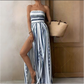 👗 60% RABATT! 🎁 Geometriskt Mönstrad Jumpsuit med Smockad Överdel – Bekväm, Trendig & Perfekt För En Lekfull Sommarlook 🌞