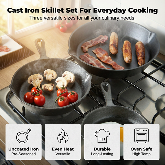 🍳 50% RABATT! ⏳ Non-stick stekpanna i gjutjärn – Slitstark, jämn värmefördelning & perfekt för allt från stekning till grytor 🥘