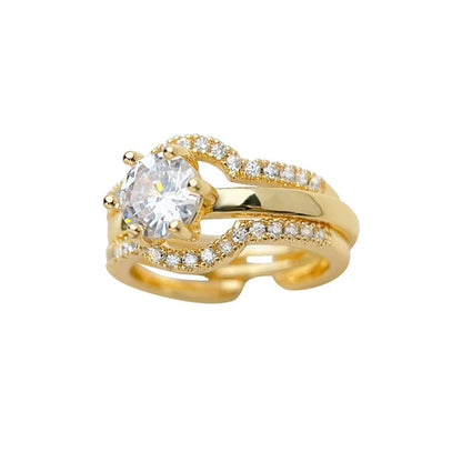 💍 50% RABATT! ✨ Justerbar 2-i-1 Guldring med Zirkon – Två Stilar I En, Funklande Design & Perfekt För Alla Tillfällen 🌟