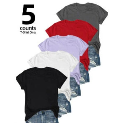 👕 50% RABATT! 🔥 5-pack Mångsidiga Enfärgade T-shirts – Mjuk Bomull, Andningsbara & Perfekt För Vardagsbruk 👚