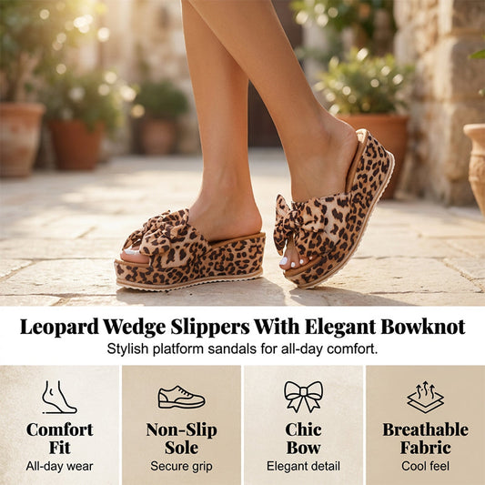 👡 50% RABATT! 🐆 Platformsandaler med Rosett i Leopardmönster för Dam – Dämpad Sula, Elegant Rosett & Perfekt För Sommarens Festligheter Eller Vardagslyx 💃