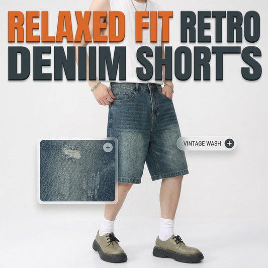 🩳 50% RABATT! 🔥 Vintage-jeansshorts för Herr – Relaxed Fit, Slitna Detaljer & Avslappnad Retrokänsla För En Cool Sommarlook ☀️