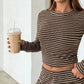 👚 60% RABATT! 💃 Damset med Randig Crop Top & Vida Byxor – Trendig Design, Bekväm Passform & Perfekt För En Stilren Sommarlook ☀️