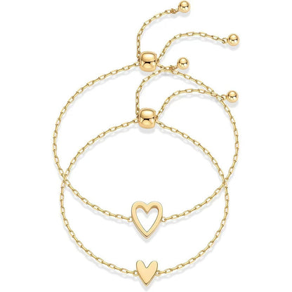 💑 50% RABATT! 💖 2-pack Matchande Armband med Hjärtformade Berlocker – Justerbara, Rostfritt Stål & Perfekt Som Present För Par 🎁