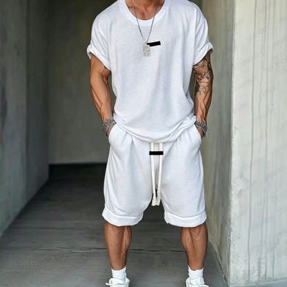 👕 50% RABATT! 🔥 Avslappnat T-shirt & Shorts Set för Herrar – Mjukt Tyg, Ledig Passform & Perfekt För Varma Sommardagar ☀️