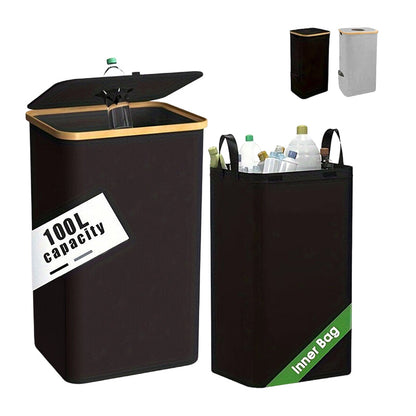🗑️ 60% RABATT! ♻️ Vikbar Återvinningskorg med Lock för Kök & Hem – Platsbesparande, Lätt Att Rengöra & Perfekt För Sopsortering 🏠
