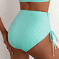 👙 50% RABATT! 🌊 Rändad Ruffle Trim Hög Midja Bikini Set – Stilren Design, Justerbara Remmar & Perfekt För En Romantisk Stranddag ☀️
