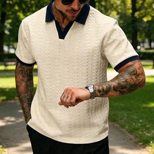 👕 60% RABATT! 🌞 Herr Fritidstopp med Strukturmönster – Kortärmad, Bekväm & Andningsbar, Perfekt För Vardag & Lätt Sommarklädsel 🏠