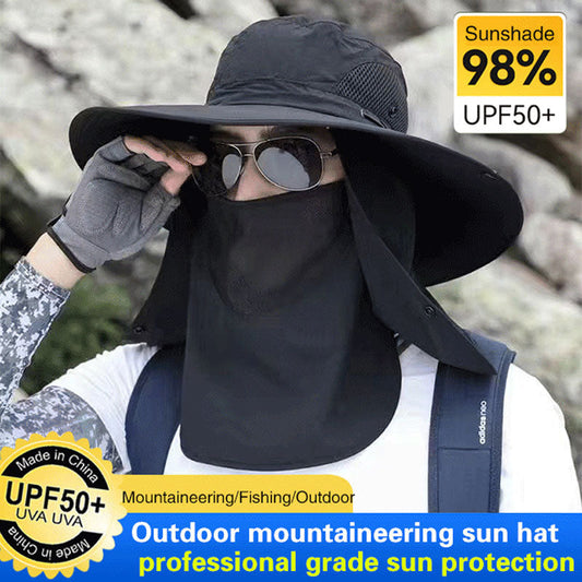 🧢 50% RABATT! ⛰️ Vandringshatt med UPF 50+ – Bred Brätte, Avtagbar Ansiktsmask & Ventilationshål För Optimalt Solskydd 💨