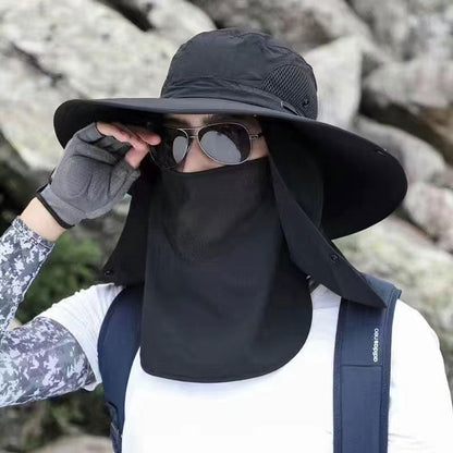 🧢 50% RABATT! ⛰️ Vandringshatt med UPF 50+ – Bred Brätte, Avtagbar Ansiktsmask & Ventilationshål För Optimalt Solskydd 💨