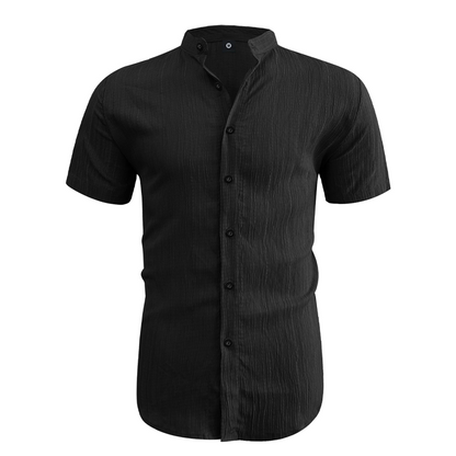 👕 50% RABATT! ☀️ Somrig kortärmad herrskjorta med ståkrage – Bekväm, andningsbar & perfekt för varma sommardagar 🔥