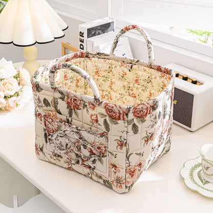 🧺 50% RABATT! 🌸 Bärbar Förvaringskorg för Blommigt Tyg – Lätt, Vikbar & Perfekt För Organisering Av Leksaker, Tvätt & Filtar Hemma 🏠