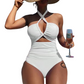 👙 50% RABATT! ☀️ Halterneck-baddräkt med korsade band och hög midja – magkontrollerande & figurflattering – Perfekt för strand, pool eller nästa semester 🌊