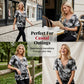 👚 50% RABATT NU! 🎨 Kvinnors tie-dye T-shirt – V-ringad med snörning & mjuk bomullsblandning – Ledig passform – perfekt sommar basvara för avslappnad stil ✨