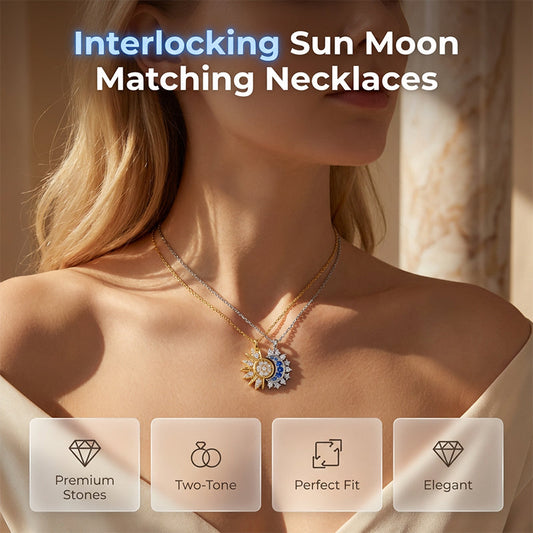 💖 50% RABATT NU! 🌞 Sol & måne hängsmycke set – Ihopkopplbart & tvåfärgat – Bergkristall, perfekt för par & bästisar – symbolisk och stilren ✨🌙