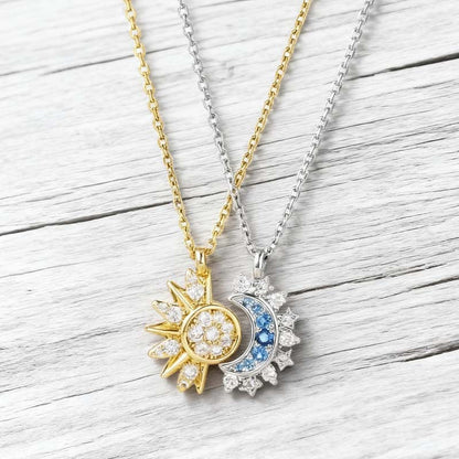 💖 50% RABATT NU! 🌞 Sol & måne hängsmycke set – Ihopkopplbart & tvåfärgat – Bergkristall, perfekt för par & bästisar – symbolisk och stilren ✨🌙