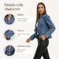 🧥 50% RABATT NU! 🌸 Dam Denimjacka med Volang & Öppen Framsida – Lättviktig, feminin & mångsidig – chic för alla tillfällen 👗
