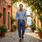 👖 50% RABATT! 👔 Herr Randiga Linblandning Casual Byxor – Lätt, andningsbar & perfekt för avslappnad stil i sommarvärmen 🌿