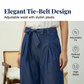 👖 50% RABATT! ✨ Dam högmidjad vida ben byxor med knytskärp – Bekväm passform, mjukt fall & perfekt för såväl kontoret som lediga dagar – stilren och mångsidig 🌸