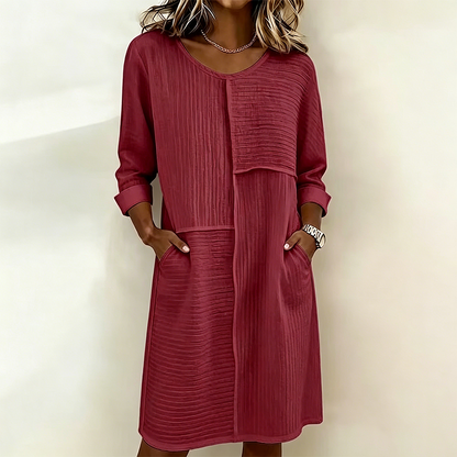 👗 50% RABATT! ✨ Dam avslappnad tunikaklänning – Patchwork, fickor & 5 färger – Ledig, sval & perfekt för varma sommardagar eller en dag på stranden 🌿