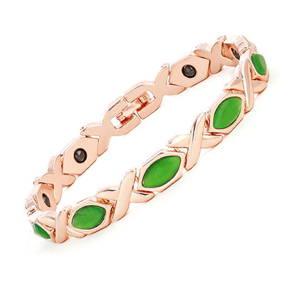 ✨ 50% RABATT! 🧲 Magnetiskt kors & kattöga armband – Elegant, justerbart & roséguld – Unik design med andlig touch – perfekt för dagligt bruk eller som en meningsfull present 💚