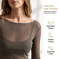 👚 50% RABATT! 🥇 Damtopp i genomskinlig material med lång ärm & båthals – Nyhet – Sexig, sval & perfekt för lager-på-lager – enkel att styla upp eller ner 🌙
