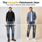 👖 50% RABATT NU! 🔥 Herr patchwork slitna jeans – Robust, casual & unikt slitet utseende – Avslappnad passform, perfekt för streetwear eller vardagsstil ✨