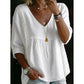 👚 50% RABATT NU! 🕊️ Kvinnors casual V-ringad spetskant topp – Kejsarskuren, lättvikt & 3/4 ärmar – Flödande, andningsbar & romantisk – perfekt för vårdagsklädsel eller en chic lunch ✨