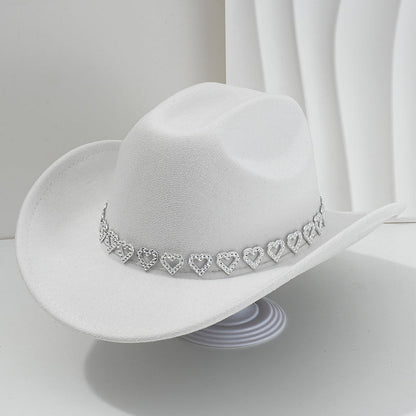 🤠 50% RABATT! 💖 Cowboyhatt för damer med strasshjärta – Elegant fedora i fransk jazzstil – Snygg detalj, lätt & justerbar – perfekt för festivaler, konserter eller en chic sommarkväll 🎶