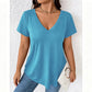 👚 50% RABATT NU! 🔥 Casual T-shirt med V-ringning & korta ärmar för dam – Mjuk & lätt – Perfekt för vardag, strand eller avslappnad sommarstil – enkel men elegant 🌸