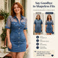 👗 60% RABATT NU! 🍷 Dams genomskinlig spets denim miniklänning – Kontrasttextur & söt design – Klubbredo, perfekt för fest eller utekväll – lekfull och elegant ✨