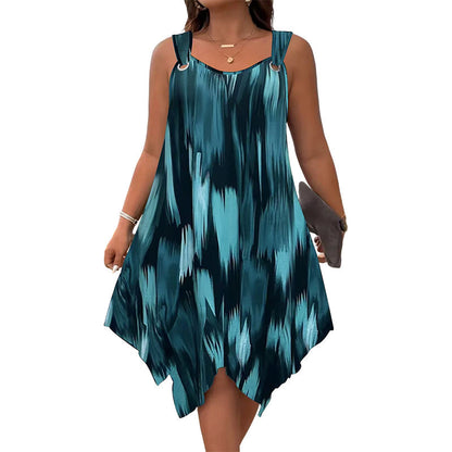 👗 50% RABATT! ☀️ Elegant sommarklänning utan ärmar – Gradient-print & mjukt luftigt tyg – Enkel att klä upp eller ner – perfekt för alla tillfällen från strand till fest 🕶️✨